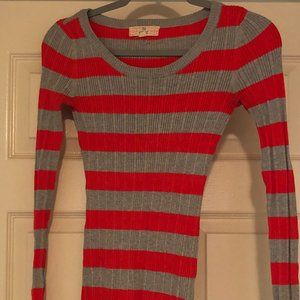 Orange and Grey Striped Long Sleeved Adult Small Pink Republic Sweater